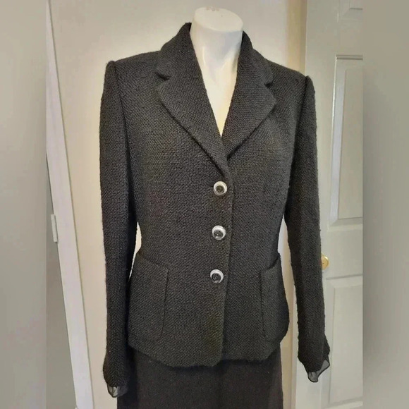 Banana Republic Black Tweed Wool Fully Lined Minimalist Career Wear Suit(12/14) - Picture 5 of 14